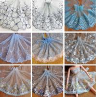 1 Meter Blue Series Handmade DIY Clothing Accessories Wedding Floral Embroidery Lace Fabrics Curtains Sofa Sewing Lace Trim 20cm Fabric  Material