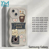 YiaMia เคสโทรศัพท์ลายหมีการ์ตูนน่ารักสำหรับ Samsung กาแล็คซี่ A02S A03 A03S A20S A30 A04 A04E A04S A11 A12 A13 A14 A20 A50S A21S A30S A22 A23 A31 A32ขอบหยักแฟชั่นกรอบโทรศัพท์กันกระแทกซิลิโคนแบบนิ่ม