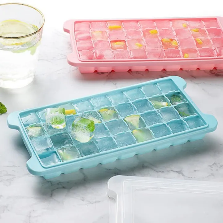 Silicone Ice Cube Tray with Cover 36 Grid Cube Design Mold Home Frozen ...