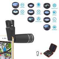 APEXEL 10 in 1 phone Camera Lens Kit universal High Clarity Fish Eye Wide Macro Star Filter CPL Lenses for iPhone XS Mate Samsun