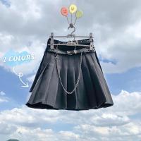 Black Pleated Skirt Women Punk Girl High Waist Mini Skirt Korean Style 2021 Y2K Uniform Solid Vintage Alt E-girl Outfit FERNAN