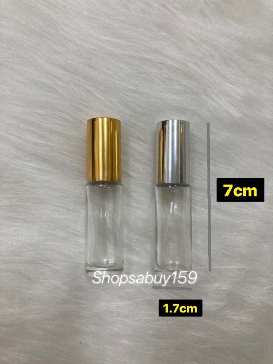 ขวดลูกกลิ้ง-5ml-พร้อมฝาเงิน-ฝาทอง-ใส่พิมเสนน้ำ-ยาหม่องน้ำ-ขวดแก้ว-ขวดพิมเสน-ขวดยาหม่อง