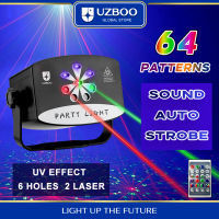 UZBOO โปรเจ็กเตอร์เลเซอร์ RGB ชุดไฟรถยนต์แบบรีโมทควบคุมไฟเวทีเลเซอร์ดีเจดิสโก้128/64,เปิดใช้งานเสียงสำหรับวันเกิดงานแต่งงาน KTV บาร์คอนเสิร์ตปลั๊กแบบ USB