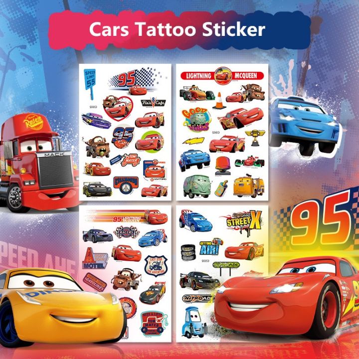 4Sheet/Set Cars Lightning Mcqueen Series Temporary Waterproof Tattoo ...