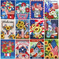 Full SquareRound Diamond Painting American Flag 5D DIY Diamond Embroidery Flower Mosaic Cross Stitch Kit Home Decor Gift