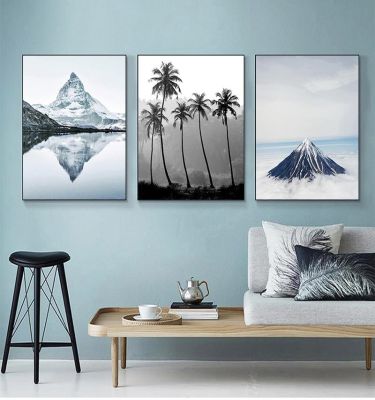 Matterhorn Mountain Peak Tree เรือ Lake Wall Art ภาพวาดผ้าใบ Nordic โปสเตอร์และพิมพ์ภาพผนังสำหรับตกแต่งห้องนั่งเล่น