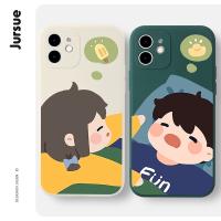 JURSUE เคสคู่ เคสไอโฟน คู่รัก กันกระแทกซิลิโคนนุ่มลายการ์ตูนน่ารักตลก เคสโทรศัพท์ Compatible for iPhone 13 12 11 Pro Max SE 2020 X XR XS 8 7 6 6S Plus xsmax 6splus 7plus 8plus พลัส XYH323