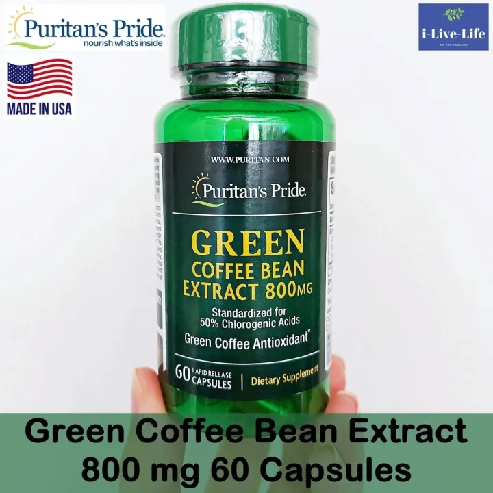 สารสกัดกาแฟเมล็ดเขียว Green Coffee Bean Extract 800 mg 60 Capsules