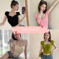 DD SHOPพร้อมส่ง FY60912 เสื้อแขนสั้น สีพาสเทลแขนสั้น มีฟองบางๆในแถมให้ -H