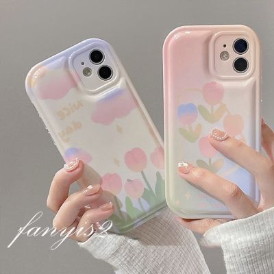 🥳Hot Sale🌈 Compatible For iPhone 11 14 13 12 Pro Max X XR Xs Max 7 8 SE 2020 6 6s Plus INS Beautiful Flowers Cute Air Cushion Phone Case Soft Protective Back Cover