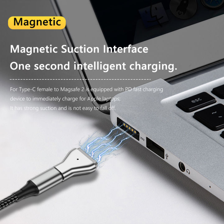 ประเภท-c-อะแดปเตอร์-usb-pd-แม่เหล็กสำหรับ-apple-magsafe-1-magsafe-2-macbook-pro-usb-c-หญิง-fast-charging-magnet-plug-converter-kdddd