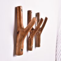 【YF】 Solid wood tree branch  hook Creative retro log Xuanguan door behind the residential wall hanging clothes an