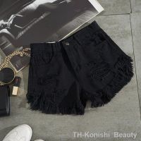 【hot】✴  NEW Fashion New Denim Shorts Hole Ripped Jeans Streetwear Tassel Waist