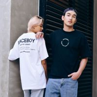 SPACEBOY oversized Tee เสื้อยืดโอเวอร์ไซส์ลาย  logo spaceboy  | unisex รอบอก 40-48" | สีขาว ดำ