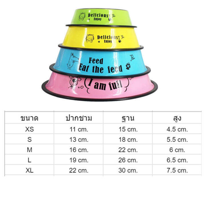 ที่ให้อาหารสัตว์เลี้ยง-bo14-ชามอาหารสัตว์เลี้ยงหมาแมว-ชามอาหารหมา-ชามอาหารแมว-ชามข้าวสุนัข-color-pet-stainless-bowl