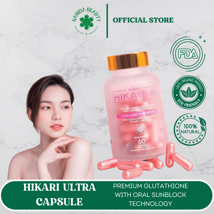 HIKARI ULTRA CAPSULE Premium Japan Glutathione Capsule Promotes Skin Whitening and Enhances