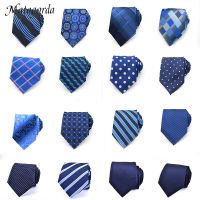 Mens Tie 8CM Blue Silk Neckwear Floral Dot Jacquard Woven Classic Neck Ties for Men Formal Business Wedding Party Groom Gift