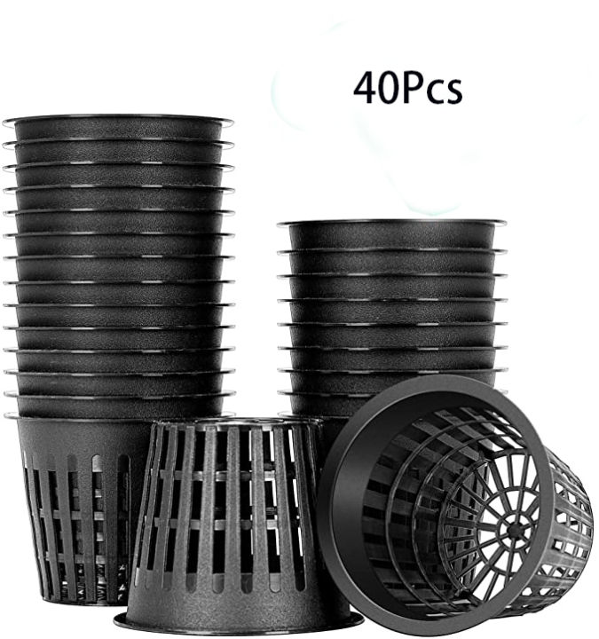 40 Pack 3 Inch Net Pots, Garden Slotted Mesh Net Cups, Plastic Plant