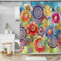【CW】☼☸┅  Floral Boho Shower Curtain Colorful Fabric Polyester Curtains