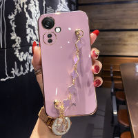 COROGI เคส N30 OnePlus Nord พร้อมสายรัดข้อมือ Lucky Clover กำไลข้อมือสุดหรูกันกระแทกขอบสี่เหลี่ยมเคสมือถือฝาหลังป้องกันซิลิโคนนิ่ม