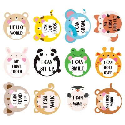 【jw】❏℗  12 Pcs/Set Newborn Memorial Month Stickers Floral Baby Monthly Sticker