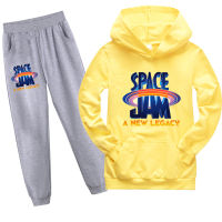 Space Jam Girls กางเกงสเวตเตอร์มีฮู้ดเด็กชาย,ชุดนักวิ่งแขนยาว + กางเกง Pk1243A ชุดลำลองสำหรับเด็ก