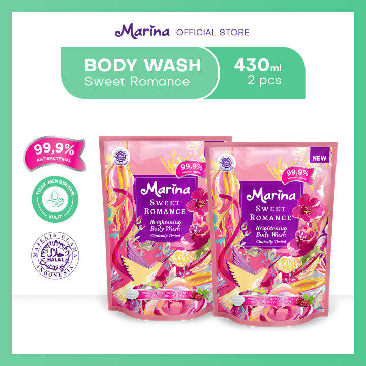 Twin Pack Marina Brightening Body Wash Refill 430 ML Sweet Romance [2