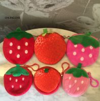 Multi- Sizes Sweet Strawberry Coin Bag 8CM-11CM Plush Coin Purse Coin Wallet Pouch Lady Girl 39;s Hand bag Coin Wallet