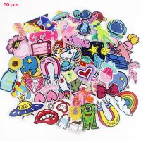 50 Pcs a Lot Mixed Cartoon Patches Clothing Iron on Badge Fashion Stickers for Kids Jackets Appliques