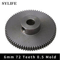 6mm Dia Bore 72 Teeth 0.5 Modules Motor 45# Steel Gear Wheel Top Screws-BIANO