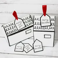 2Sets Merry Christmas Paper Gift Box White House Shape Gift Package Candy Box with Ribbon Tag Gifts Box Paper Bag Wedding Favor-zptcm3861