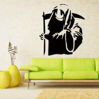 (Allen Cook) Banksy ยิ้ม Grim Reaper สติ๊กเกอร์ติดผนัง Street Art Stencil Graffiti Home Decor ไวนิล Decal ตกแต่ง Death สติกเกอร์ภาพจิตรกรรมฝาผนัง