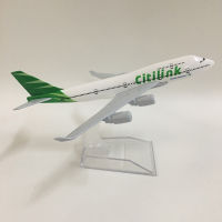 JASON TUTU 16เซนติเมตรเครื่องบินรุ่นเครื่องบินรุ่น Citilink อินโดนีเซียโบอิ้ง747เครื่องบินรุ่น1:400 D Iecast โลหะเครื่องบินเครื่องบินของเล่น