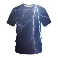 2023 NEWSummer ใหม่เสื้อยืดผู้ชาย3D พิมพ์ Lightning 6XLO คอแขนสั้นลำลองกีฬาฟิตเนส Street ผู้ชายเสื้อยืดขนาดใหญ่