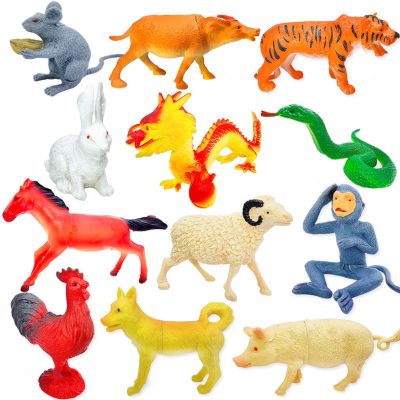 Large Chinese zodiac 12 zodiac animal model of male children toy girl combined simulation dinosaur toy animals