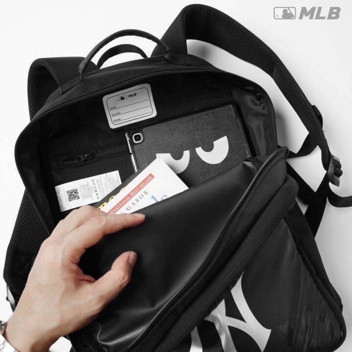 กระเป๋าเป้สีดำแบรนด์-mlb-แท้-ลาย-ny