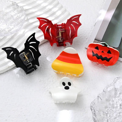 Niche Horsetail Clip Acrylic Horsetail Clip Bat Horse Tail Clip Pumpkin Hairpin Halloween Hairpin Funny Hairpin