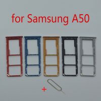 ถาดใส่ซิมการ์ดขาตั้งสำหรับ Samsung Galaxy A50 A505F A505FM A505FN โทรศัพท์ของแท้ใหม่ไมโคร SD ช่องเสียบบัตรอะแดปเตอร์ซ่อมแซมชิ้นส่วนอะไหล่ LKT37121