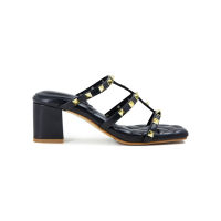 SHU PALETTE SOFT 2" ROCKSTUDS SLIDES SANDALS -  BLACK รองเท้าส้นสูง