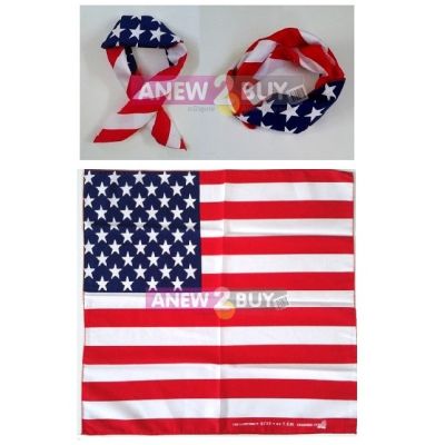 ผ้าลายธงชาติอเมริกา ใช้พันคอหรือโพกหัวได้ Bandana American Flag Scarf