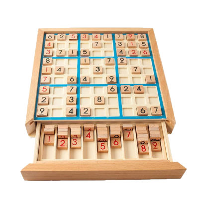 Wooden Sudoku Puzzle Wooden Sudoku Board Game with Drawer for Kids Children Early Educational Brain Game