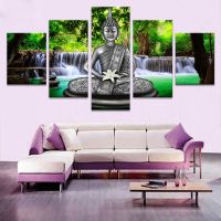 5 Piece Abstract Paintings Wall Artworks Kitchen Framed Buddha Prints Canvas Pictures for the Living Room Decoration