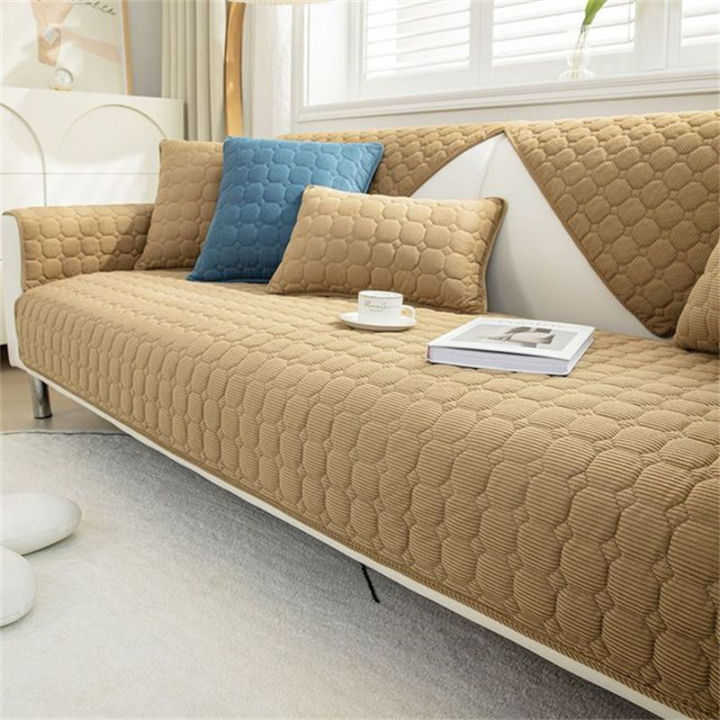 Super Soft Plush Sofa Towel Solid Color Non-slip Couch Cushion Cover  Thicken