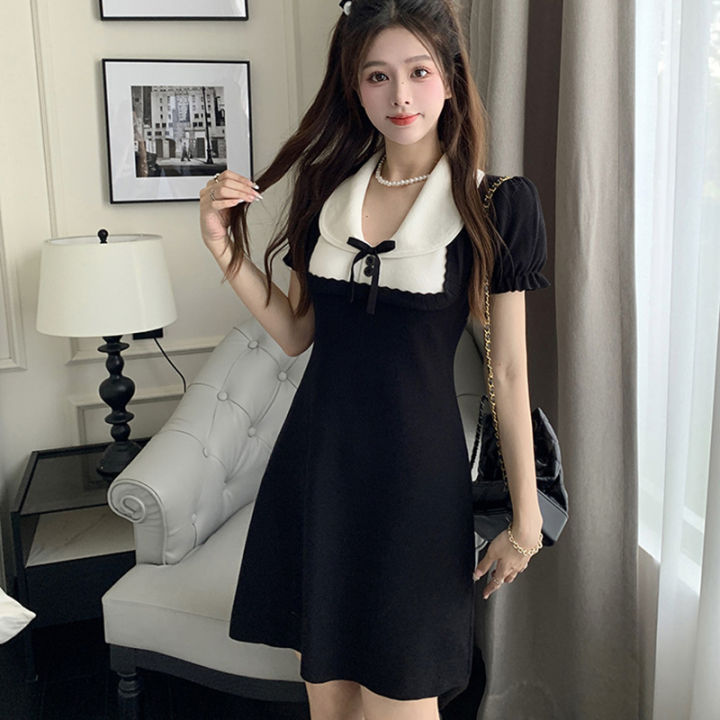 shenghao-ชุดเดรสสีดำถักมินิเดรสสีดำสำหรับผู้หญิงสำหรับงานปาร์ตี้ฤดูร้อน
