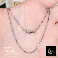 สร้อยคอทองคำแท้ อิตาลี​18K​ ลาย Box-02สี white gold ตอกโค้ด 750 สุดคุ้ม ฟรี! กล่องของขวัญสุดหรู? DK Diamond Shop