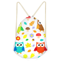 Cartoon Owl 3D Printing Drawstring Top Waterproof Pocket for Boys and Girl Storage Bag Christmas Gift Bags Sac Cordon