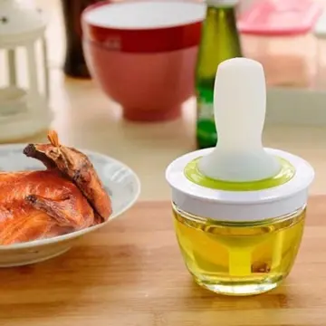 Kitchen Oil Cruet Portable 2In 1 Dropper Measuring Oil Dispenser Bottle  Cooking Baking BBQ Grill Oil Bottle with Silicone Brush