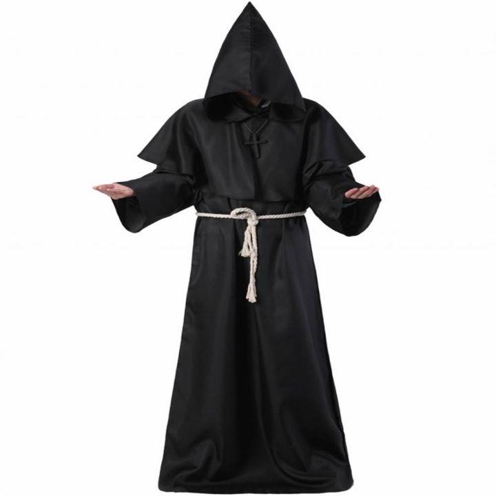 Friar Medieval Hooded Monk Priest Robe / Plague Doctor, Black Death ...
