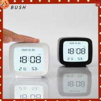 BUSH พลาสติกทำจากพลาสติก นาฬิกาปลุกดิจิตัล สีดำสีดำ สีขาวขาว นาฬิกาหน้าจอ LCD ปรับได้ปรับได้ อุณหภูมิความชื้นความชื้น นาฬิกาอิเล็กทรอนิกส์อิเล็กทรอนิกส์ บ้านในบ้าน