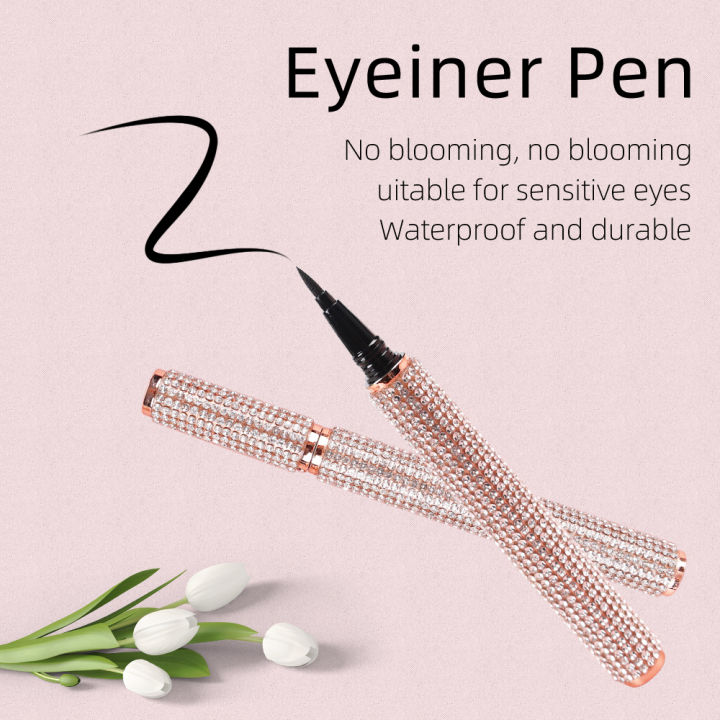ปากกาอายไลเนอร์ติดแน่นในตัว-อายไลเนอร์เหลวที่เขียนขอบตาติดเพชรไม่ต้องใช้กาวปากกาเขียนขอบตา